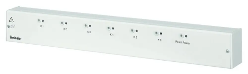 Zentraleinheit von IMI Hydronic Engineering mit sechs Tasten und Reset-Funktion. Weißes Gehäuse mit Statusanzeigen für jede Taste.